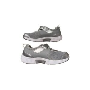 Orthofeet Womens 7.5 Extra Wide Silver Mesh Walking Shoes Comfort